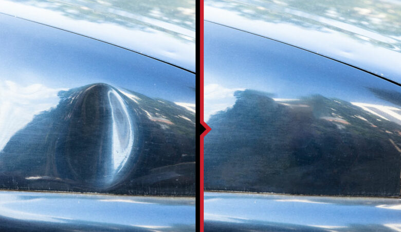 Before and after dent repair in North Dallas, TX